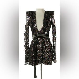 Zhivago Miami Nights Sequined Lace Mini Wrap Dress